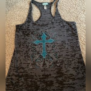 Cowgirl hardware western tank turquoise bling medium
